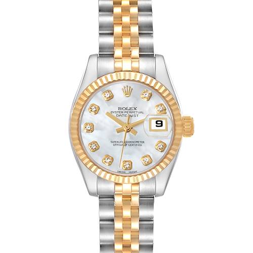 Photo of Rolex Datejust Steel Yellow Gold Mother Of Pearl Diamond Dial Ladies Watch 179173