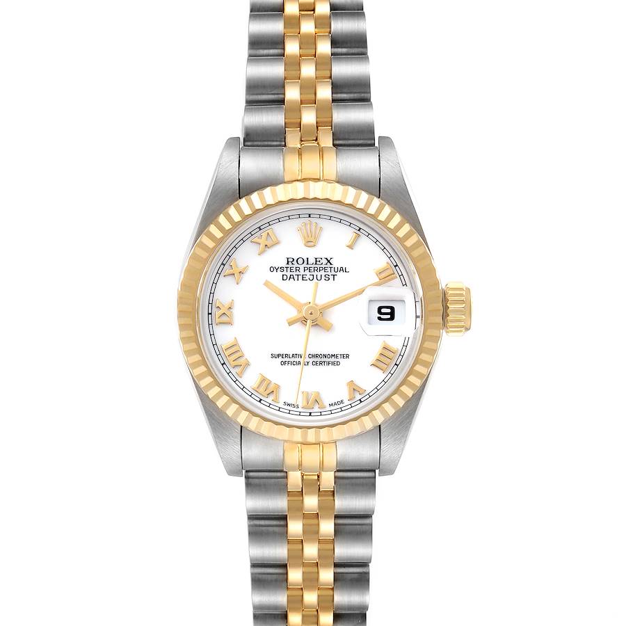 Rolex Datejust White Roman Dial Steel Yellow Gold Ladies Watch 69173 SwissWatchExpo