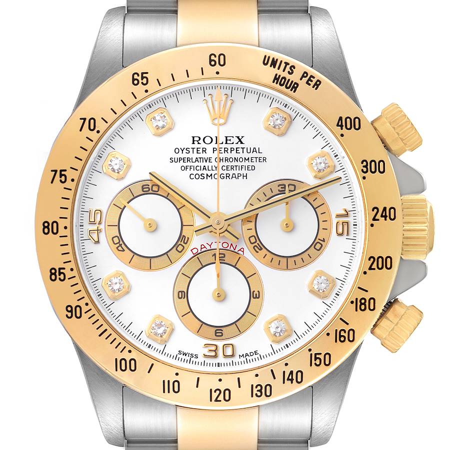 Rolex Daytona Steel Yellow Gold Diamond Dial Zenith Movement Mens Watch 16523 SwissWatchExpo