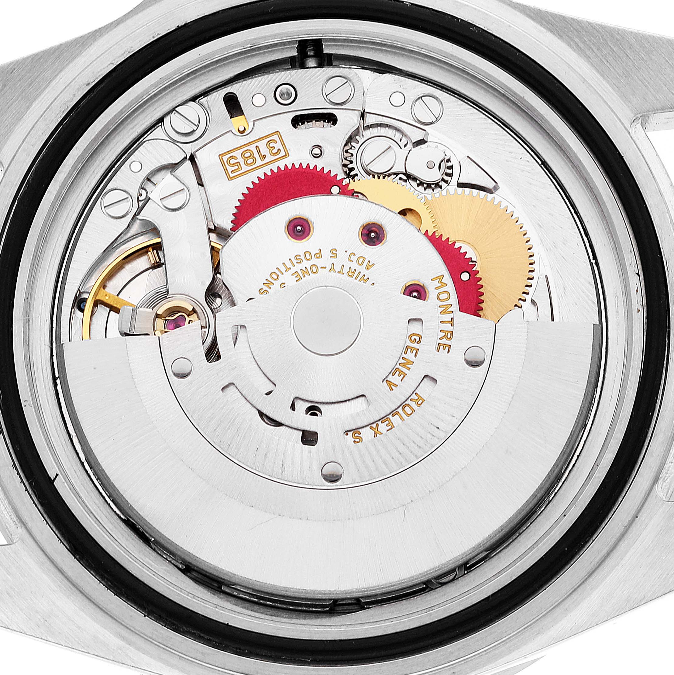 This image shows the inner mechanical movement of a Rolex Explorer 16570 Men
s Stainless Steel Black Dial 16570 Men
s Stainless Steel Black Dial watch, viewed from the back with the case removed.