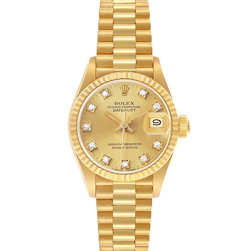 Photo of Rolex President Datejust Yellow Gold Diamond Dial Ladies Watch 69178