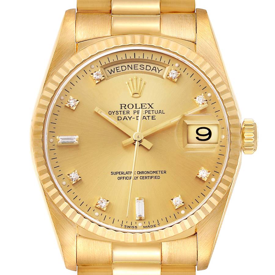 NOT FOR SALE Rolex President Day-Date 36mm Yellow Gold Diamond Mens Watch 18238 Papers PARTIAL PAYMENT SwissWatchExpo