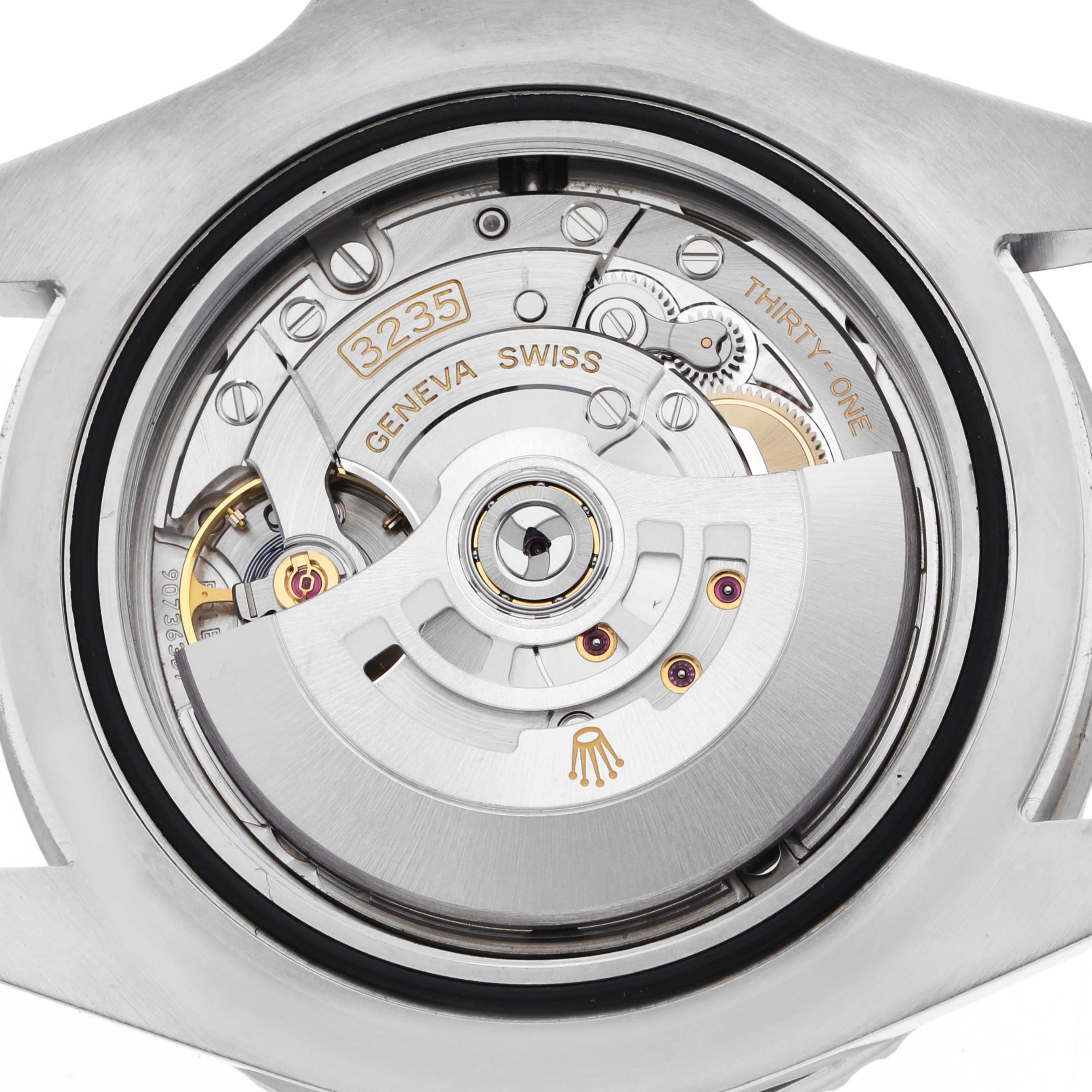The image shows the movement mechanism of a Rolex Sea-Dweller 126600 Men's Stainless Steel Black Dial watch from a top-down angle, highlighting its intricate components.