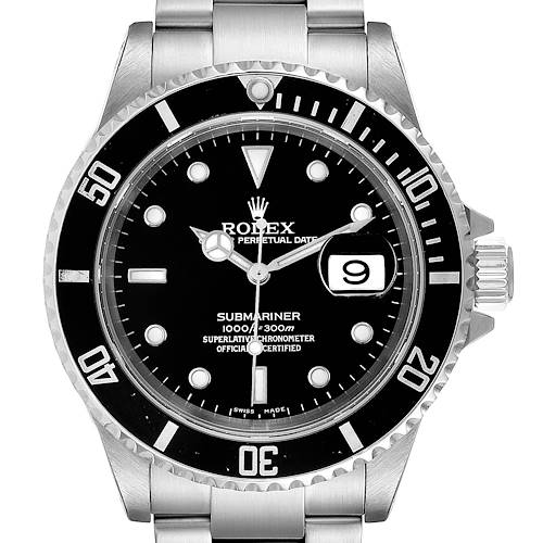 Photo of Rolex Submariner Black Dial Steel Mens Watch 16610 Box Service card