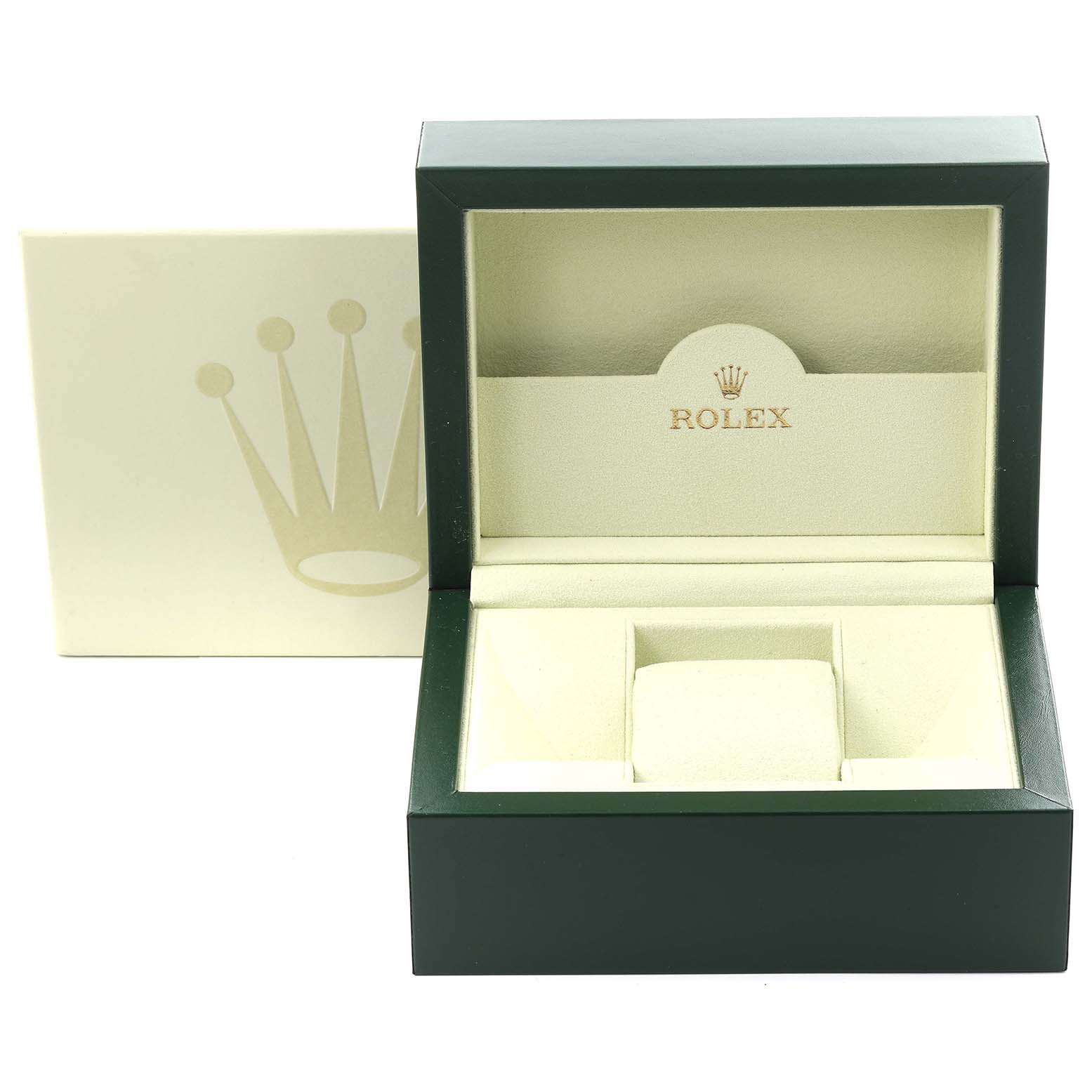 The image shows an open Rolex Submariner 16610 Men
s Stainless Steel Black Dial 16610 Men
s Stainless Steel Black Dial box with the lid and watch cushion visible.