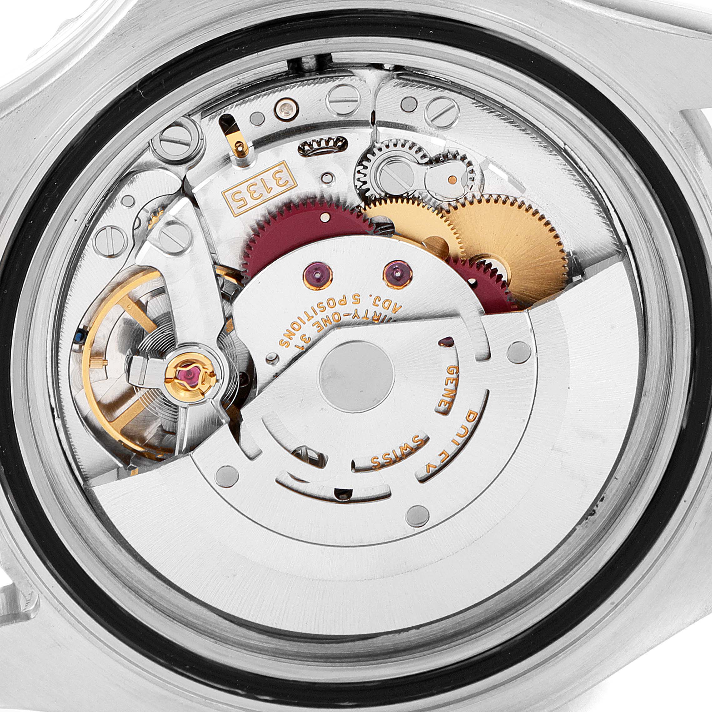 This image shows the movement mechanism of a Rolex Yacht-Master 16622 Men
s Stainless Steel Silver Dial 16622 Men
s Stainless Steel Silver Dial watch from the back, revealing intricate gears and components.