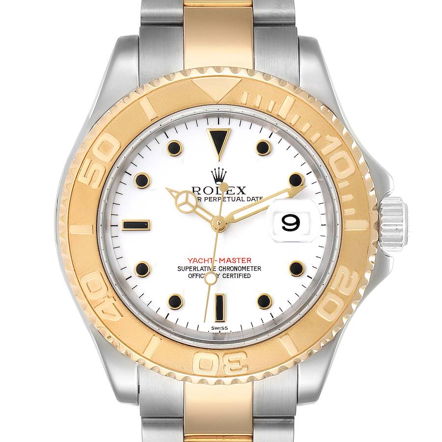 Rolex Yachtmaster White Dial Steel Yellow Gold Mens Watch 16623 Box SwissWatchExpo