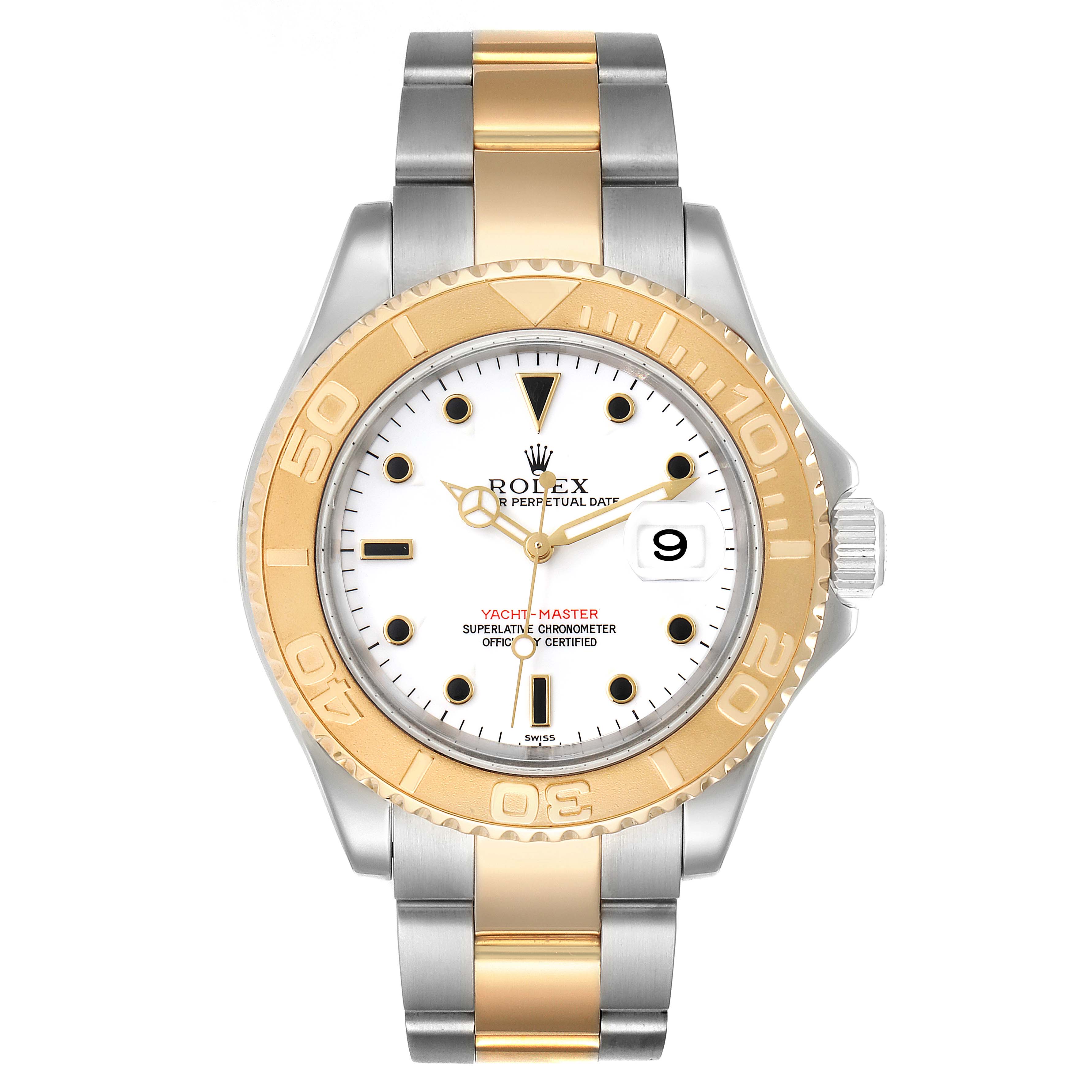 Rolex Yachtmaster White Dial Steel Yellow Gold Mens Watch 16623 Box ...