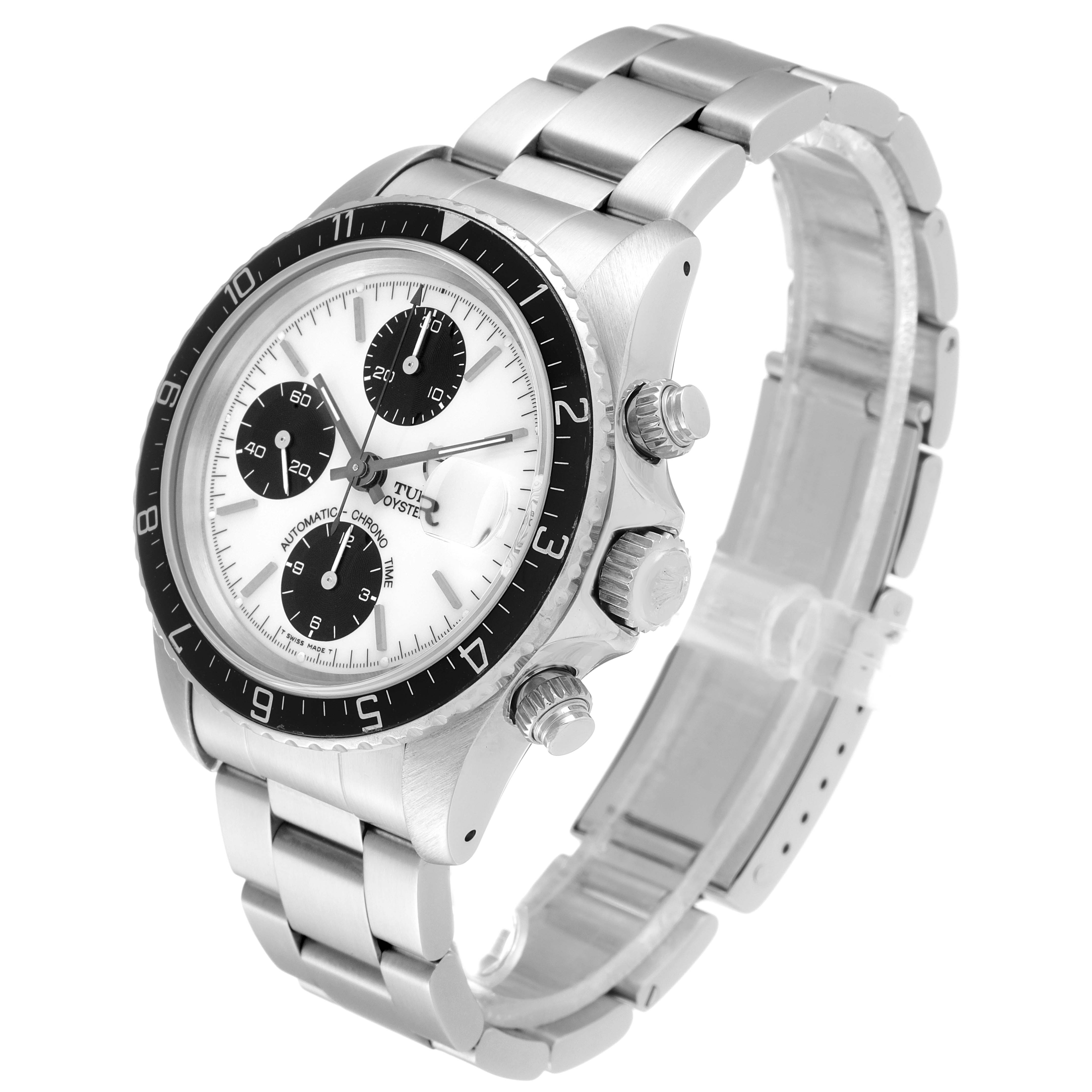 The image shows a Tudor Prince 79270 Men's Stainless Steel White Dial 79270 Men's Stainless Steel White Dial model watch at a three-quarter angle, highlighting its bezel, dial, and bracelet.