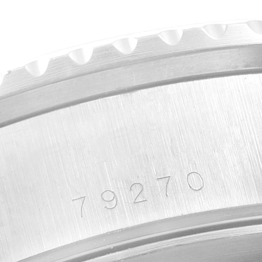 This image shows a close-up of the Tudor Prince 79270 Men's Stainless Steel White Dial 79270 Men's Stainless Steel White Dial model’s bezel and case with the engraved model number visible.