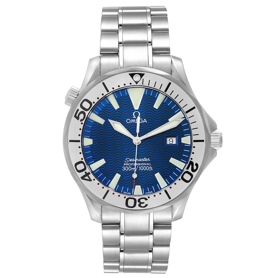 Omega Seamaster Electric Blue Wave Dial Steel Mens Watch 2265.80