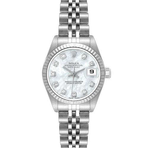 Photo of Rolex Datejust 26mm Steel White Gold MOP Diamond Dial Ladies Watch 79174