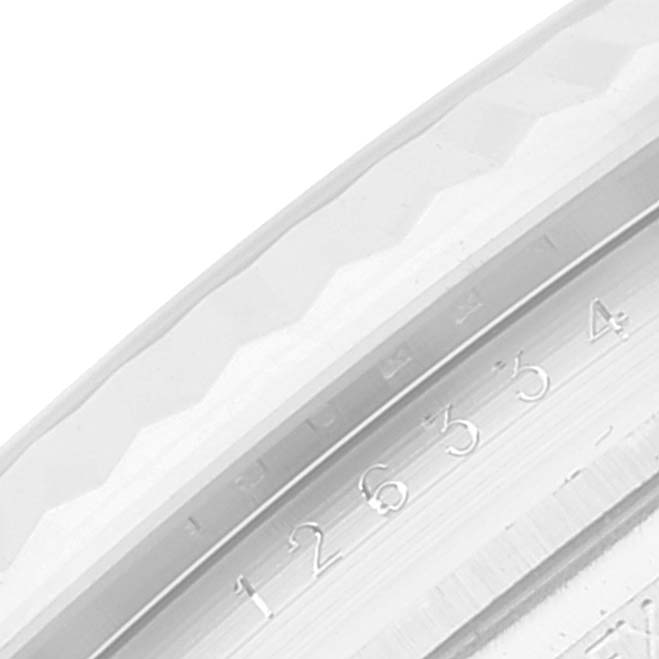 This image shows a close-up of the bezel and rehaut area of a Rolex Datejust 41 126334 Men's Stainless Steel Silver Dial 126334 Men's Stainless Steel Silver Dial watch.