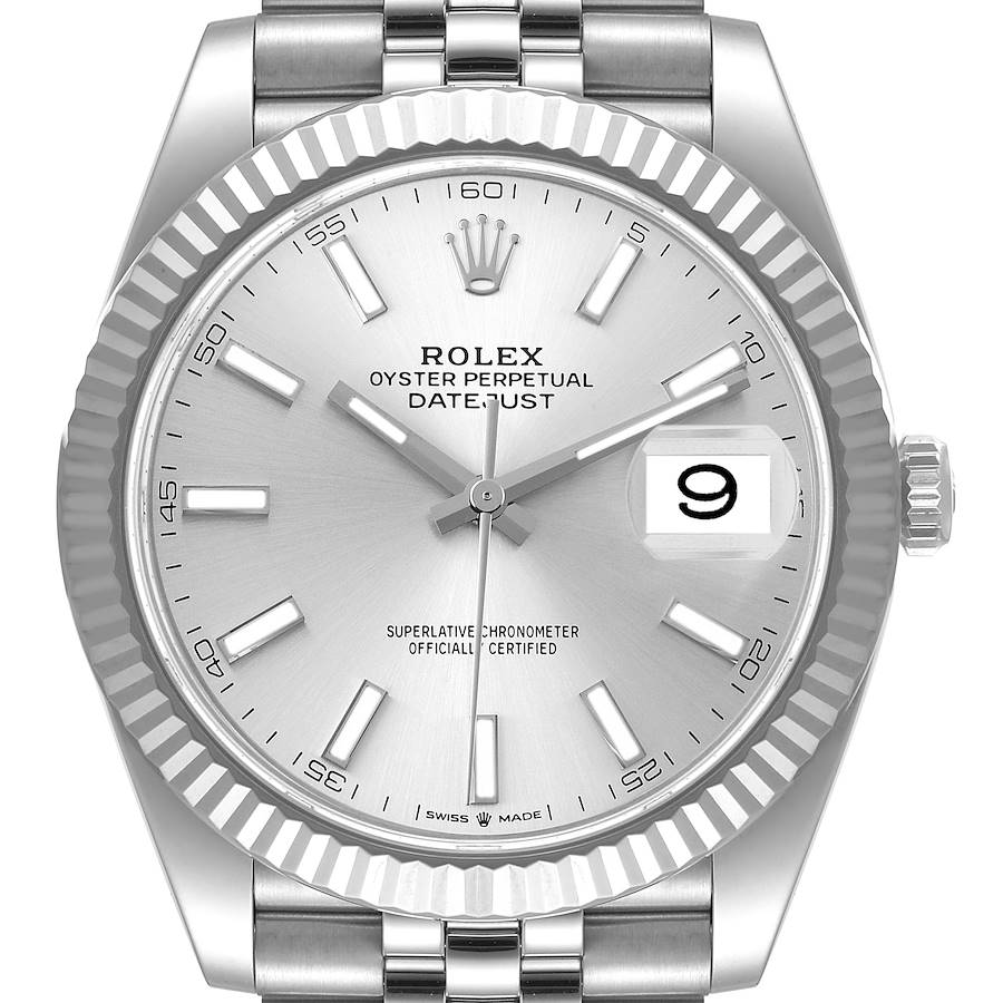 Rolex Datejust 41 Steel White Gold Silver Dial Mens Watch 126334 Box Card SwissWatchExpo