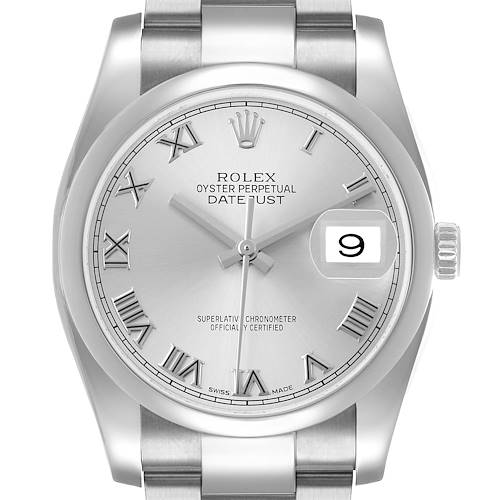 Photo of Rolex Datejust Steel Silver Roman Dial Mens Watch 116200