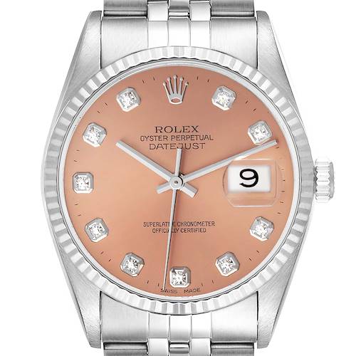 Photo of NOT FOR SALE:Rolex Datejust Steel White Gold Salmon Diamond Dial Mens Watch 16234 Box Papers - PARTIAL PAYMENT