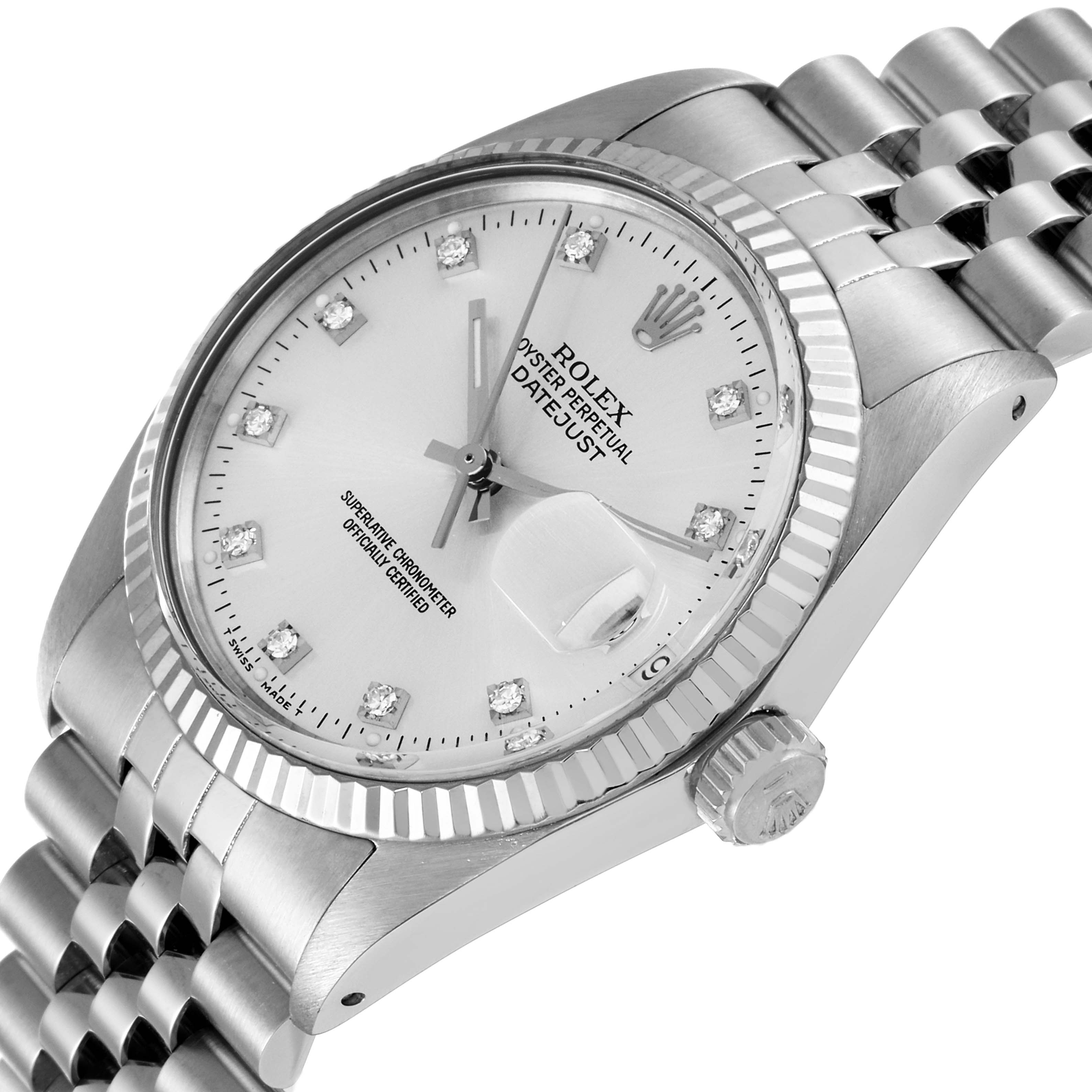 The Rolex Vintage Collection 16014 Men
s Stainless Steel Silver Dial 16014 Men
s Stainless Steel Silver Dial model is shown at a tilted angle, highlighting the watch face, bezel, crown, and bracelet.