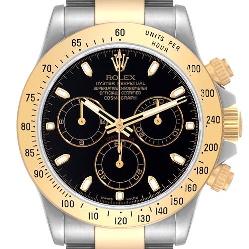 Photo of Rolex Daytona Steel Yellow Gold Black Dial Mens Watch 116523 Box Papers