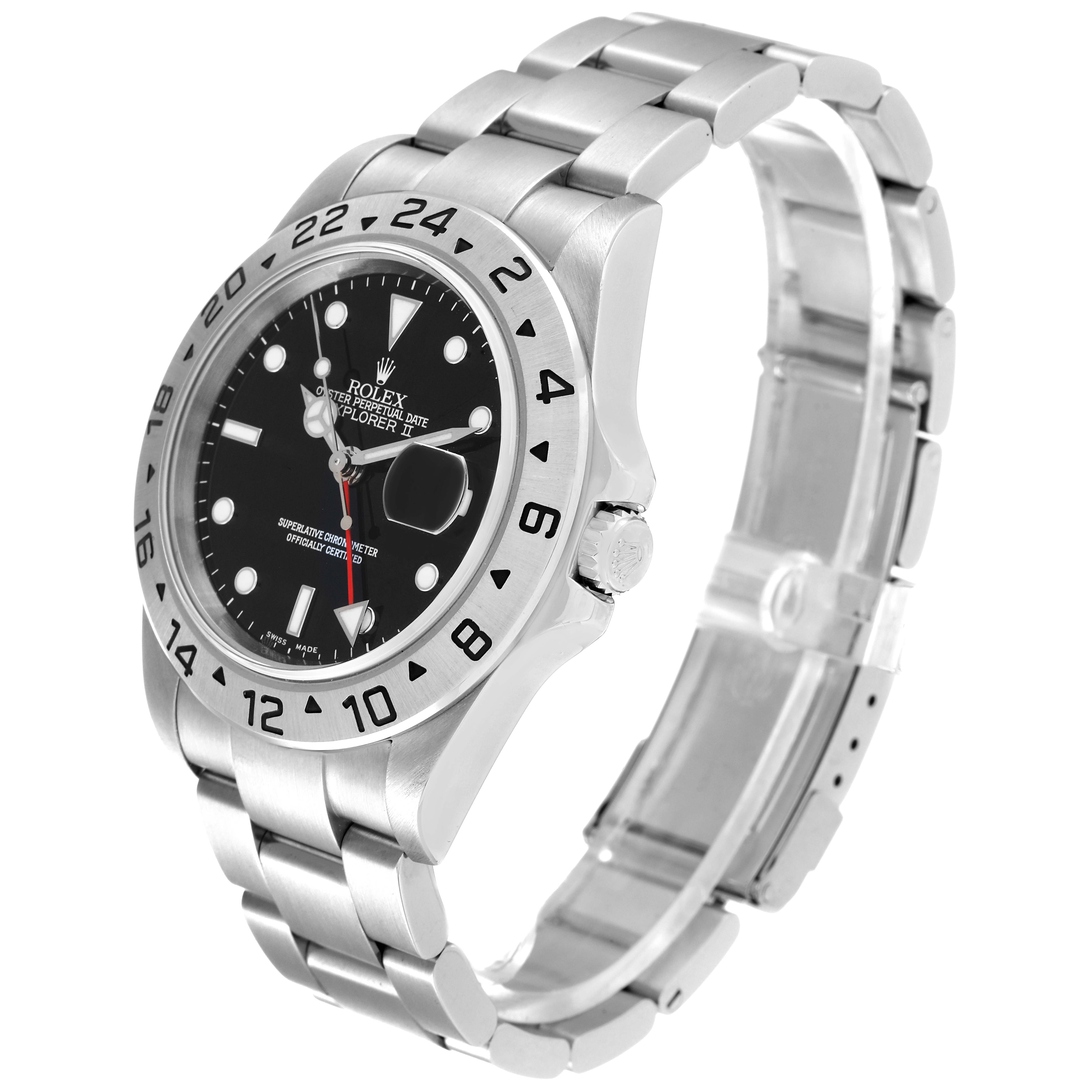 This image shows a side-angle view of a Rolex Explorer 16570 Men
s Stainless Steel Black Dial 16570 Men
s Stainless Steel Black Dial watch, displaying the bracelet, bezel, and face.