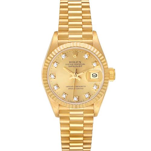 Photo of Rolex President Datejust Yellow Gold Diamond Dial Ladies Watch 69178 Papers