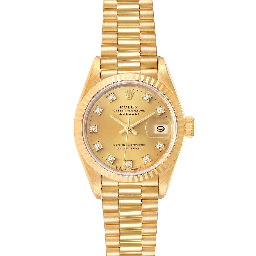 Rolex President Datejust Yellow Gold Diamond Ladies Watch 69178 Box SwissWatchExpo