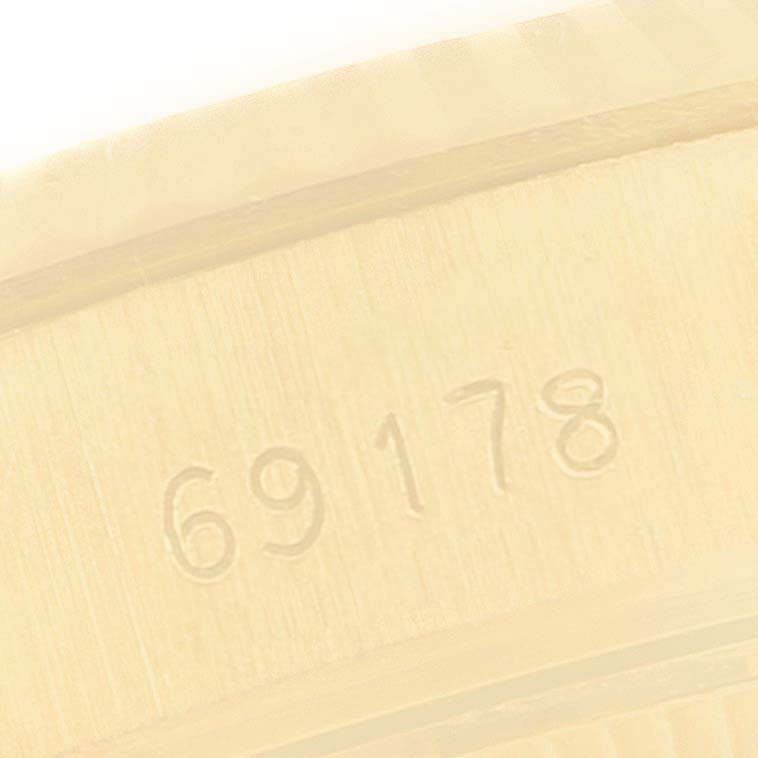This image shows a close-up of the case side with the model number "69178" on a Rolex President 69178 Women
s Yellow Gold Champagne Dial 69178 Women
s Yellow Gold Champagne Dial watch.