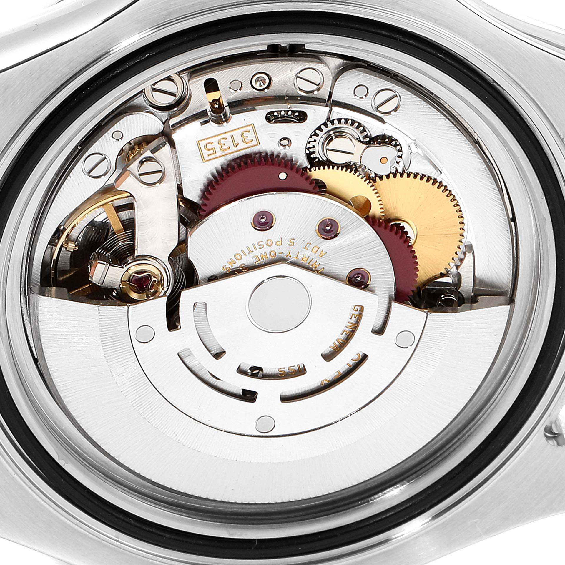 This image shows the internal mechanism of a Rolex Yacht-Master 16622 Men
s Stainless Steel Silver Dial 16622 Men
s Stainless Steel Silver Dial watch, viewed from the back.