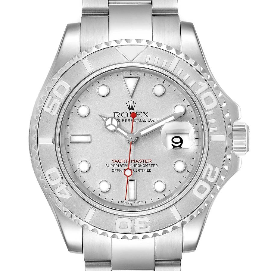 Rolex Yachtmaster 40 Steel Platinum Dial Bezel Mens Watch 16622 Box SwissWatchExpo