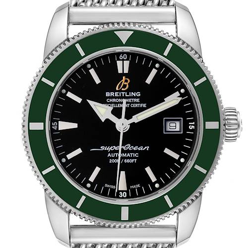 Photo of Breitling Superocean Heritage 42 Green Bezel Steel Watch A17321 Box Papers