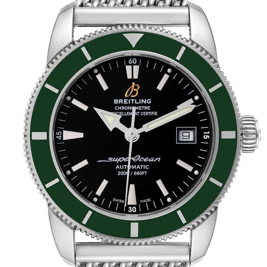 Breitling Superocean Heritage 42 Green Bezel Steel Watch A17321 Box Papers SwissWatchExpo