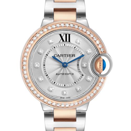 Photo of Cartier Ballon Bleu 33 Steel Rose Gold Diamond Dial Ladies Watch WE902077
