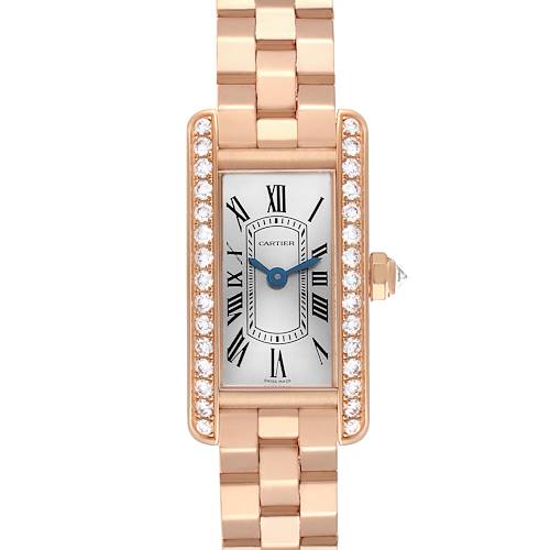 Photo of Cartier Tank Americaine Mini Rose Gold Diamond Ladies Watch WJTA0043 Box Card