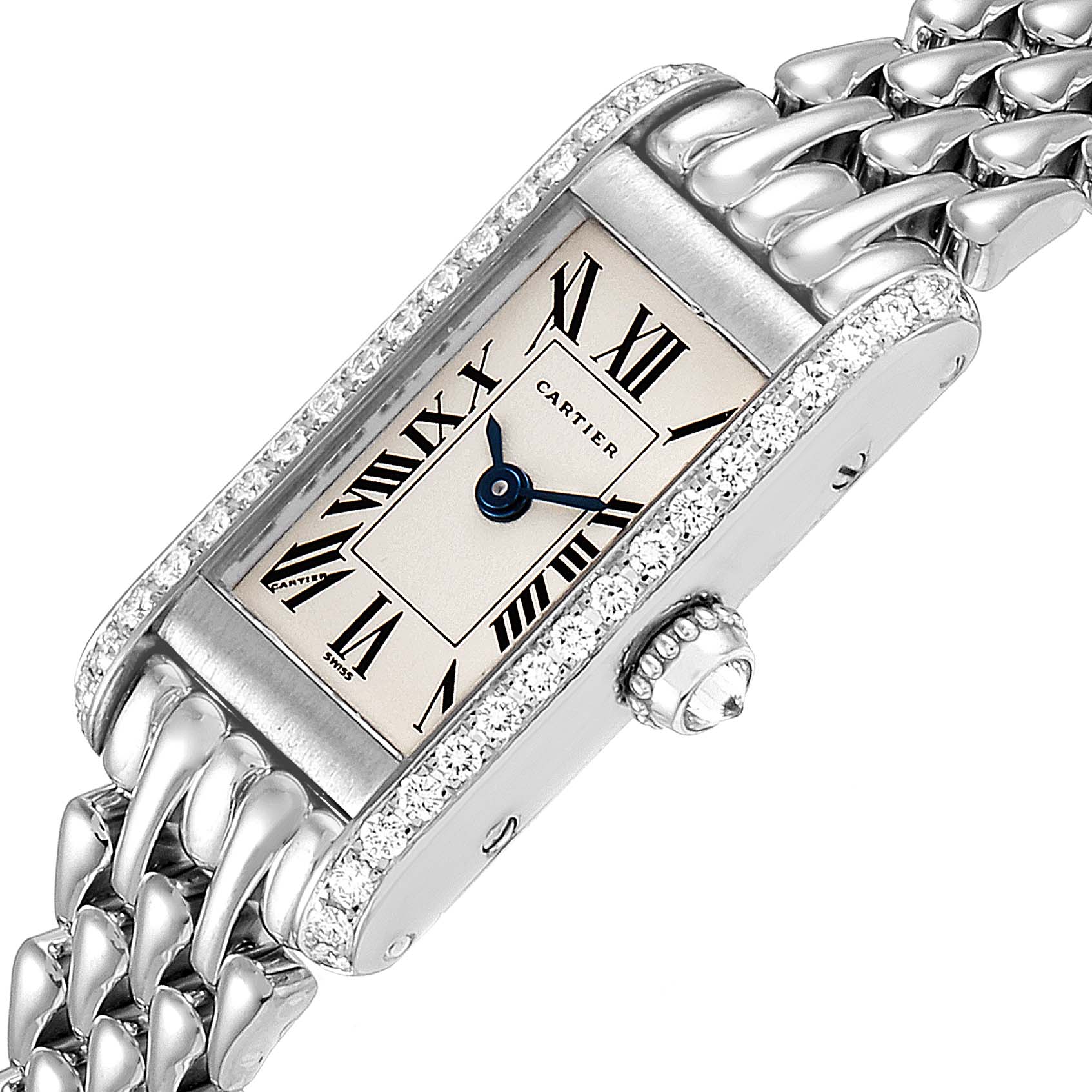 Cartier Tank Louis Mini White Gold Diamond Ladies Watch 1381 ...