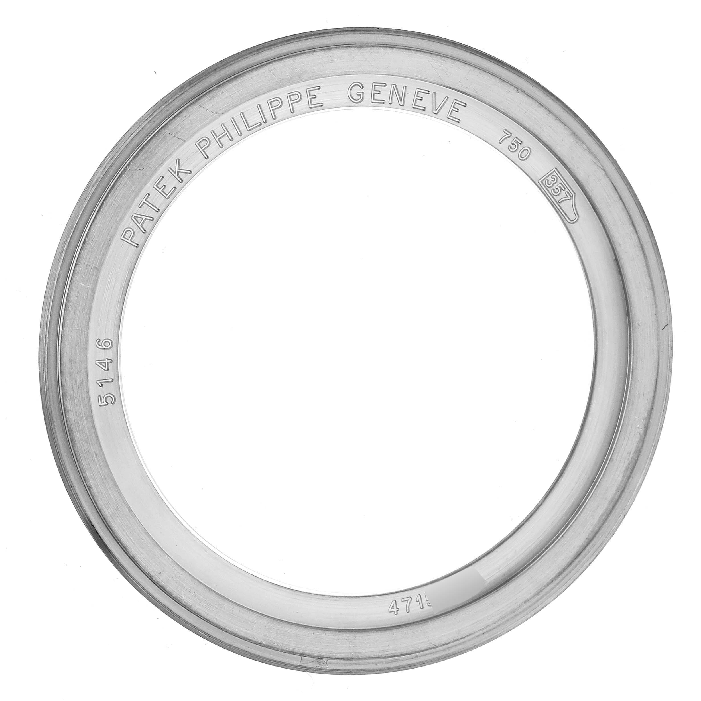 The image shows a top-down view of a bezel for a Patek Philippe Calatrava 5146G Men's White Gold White Dial 5146G Men's White Gold White Dial watch.