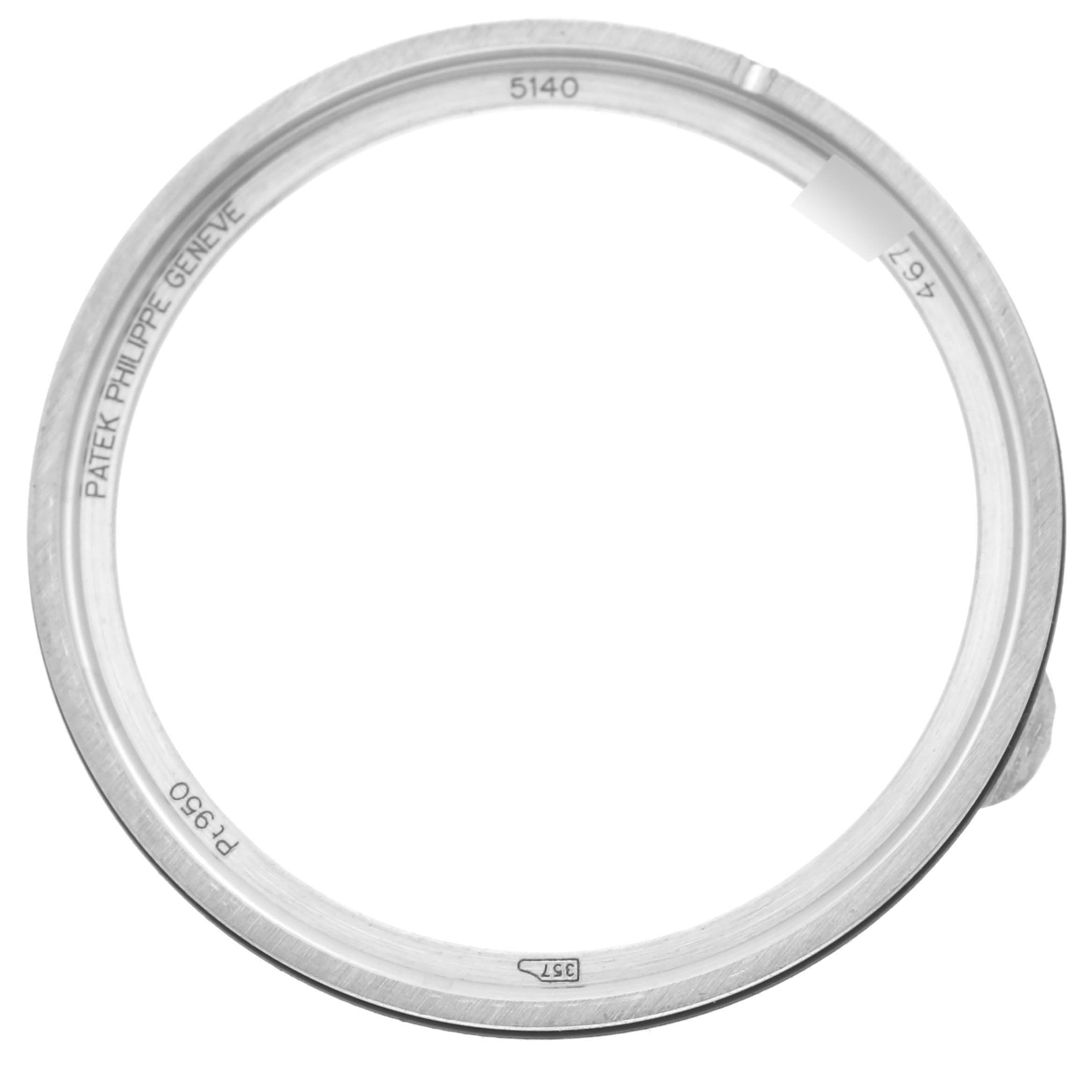 The image shows a front view of the bezel for a Patek Philippe Complications 5140P-001 Men's Platinum Blue Dial 5140P-001 Men's Platinum Blue Dial model watch.