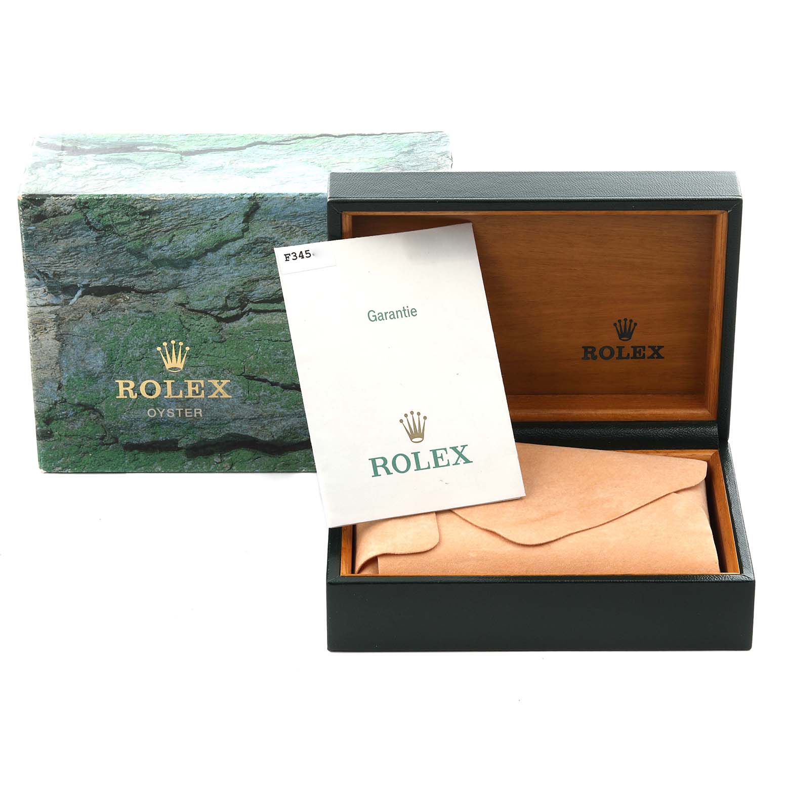 The image shows the packaging and warranty card for a Rolex Air-King 14000M Men's Stainless Steel Silver Dial 14000M Men's Stainless Steel Silver Dial watch.