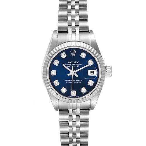 Photo of Rolex Datejust Steel White Gold Blue Diamond Dial Ladies Watch 79174