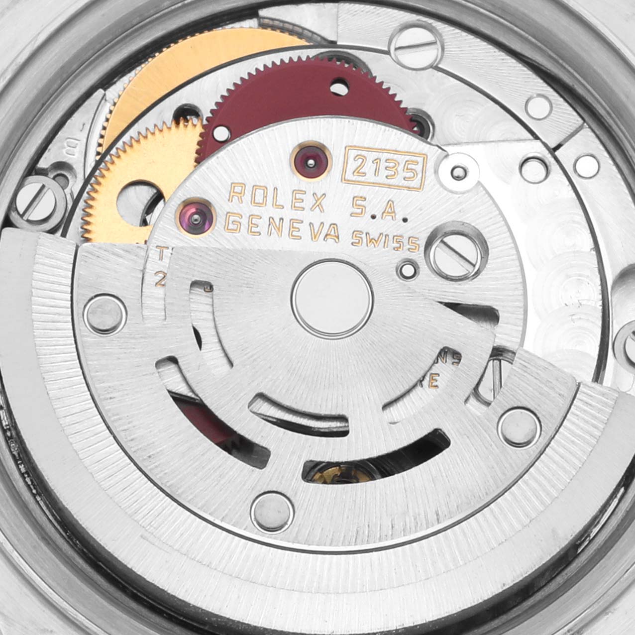 The image shows the movement mechanism of a Rolex Datejust 69173 Women's Steel and Gold (two tone) Champagne Dial 69173 Women's Steel and Gold (two tone) Champagne Dial watch from a close-up angle.