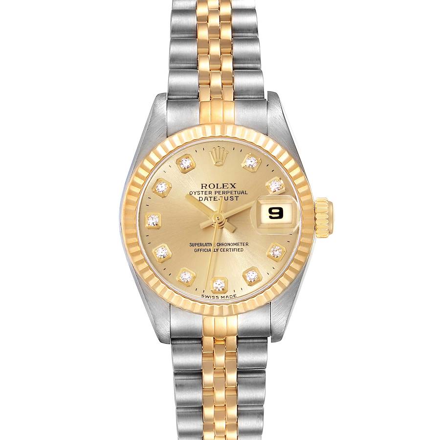 Rolex Datejust Steel Yellow Gold Diamond Dial Ladies Watch 69173 SwissWatchExpo