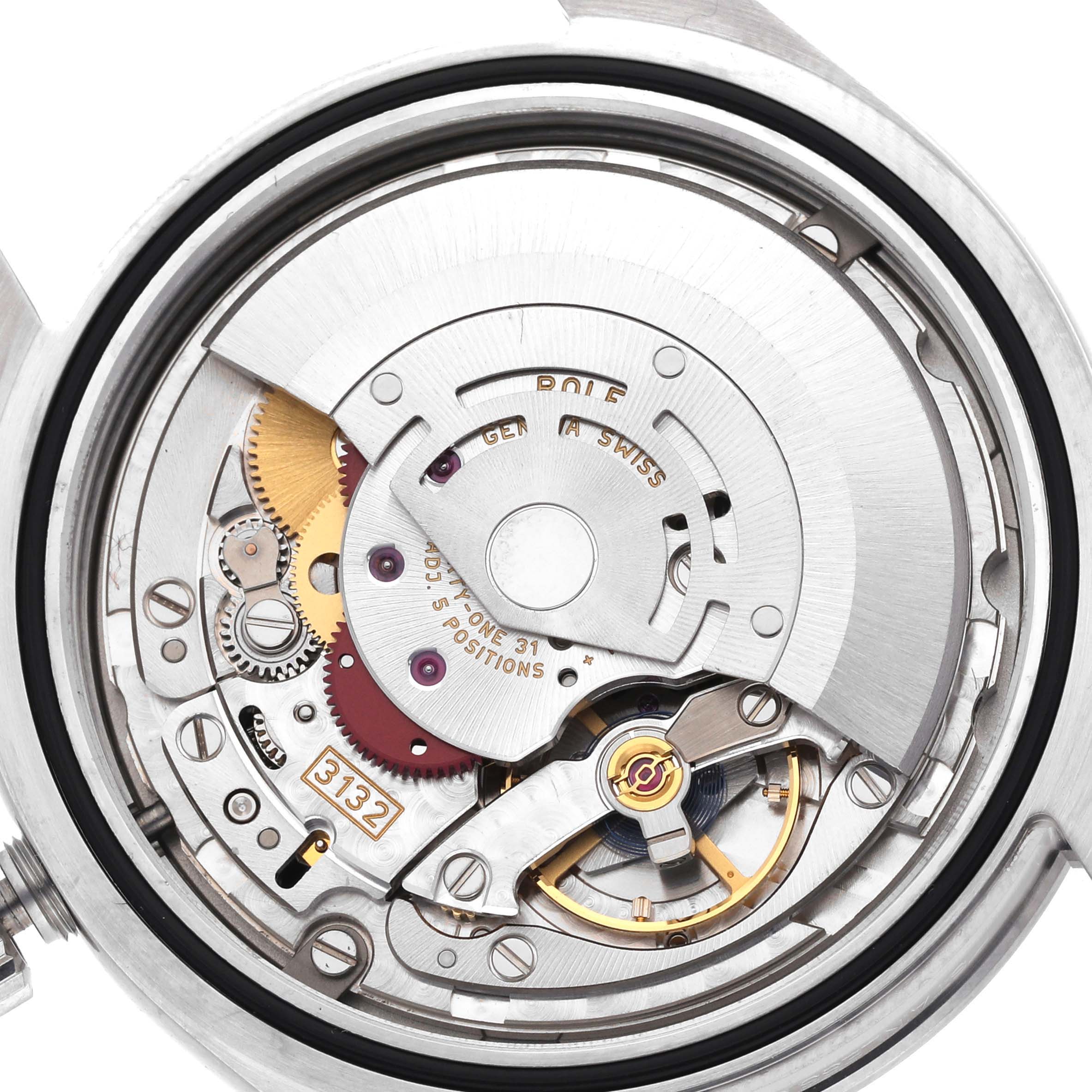 The image shows the internal movement mechanism of the Rolex Explorer 214270 Men
s Stainless Steel Black Dial 214270 Men
s Stainless Steel Black Dial watch from the back.