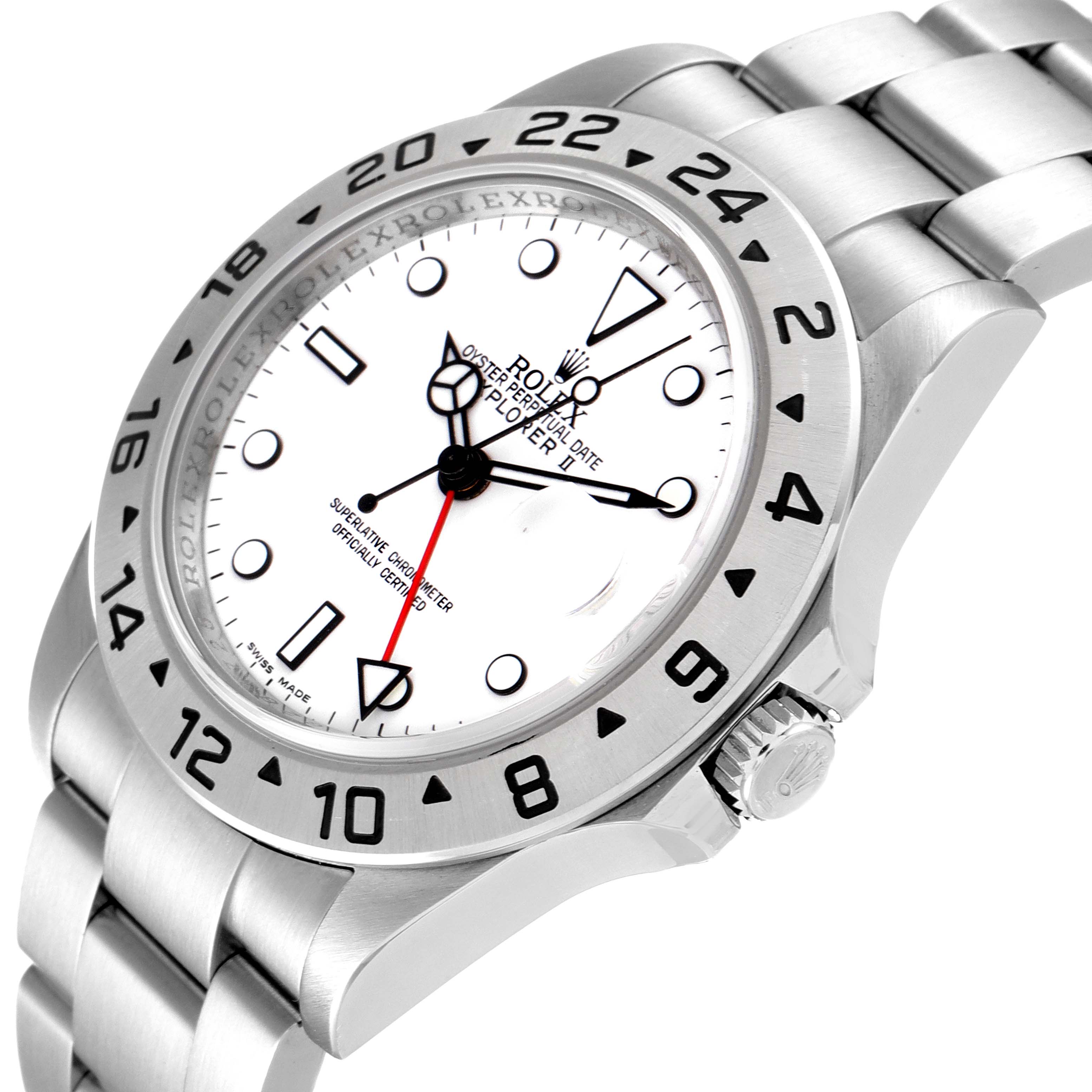 The image shows a Rolex Explorer 16570 Men's Stainless Steel White Dial 16570 Men's Stainless Steel White Dial watch at a slight angle, highlighting the dial, bezel, crown, and part of the bracelet.