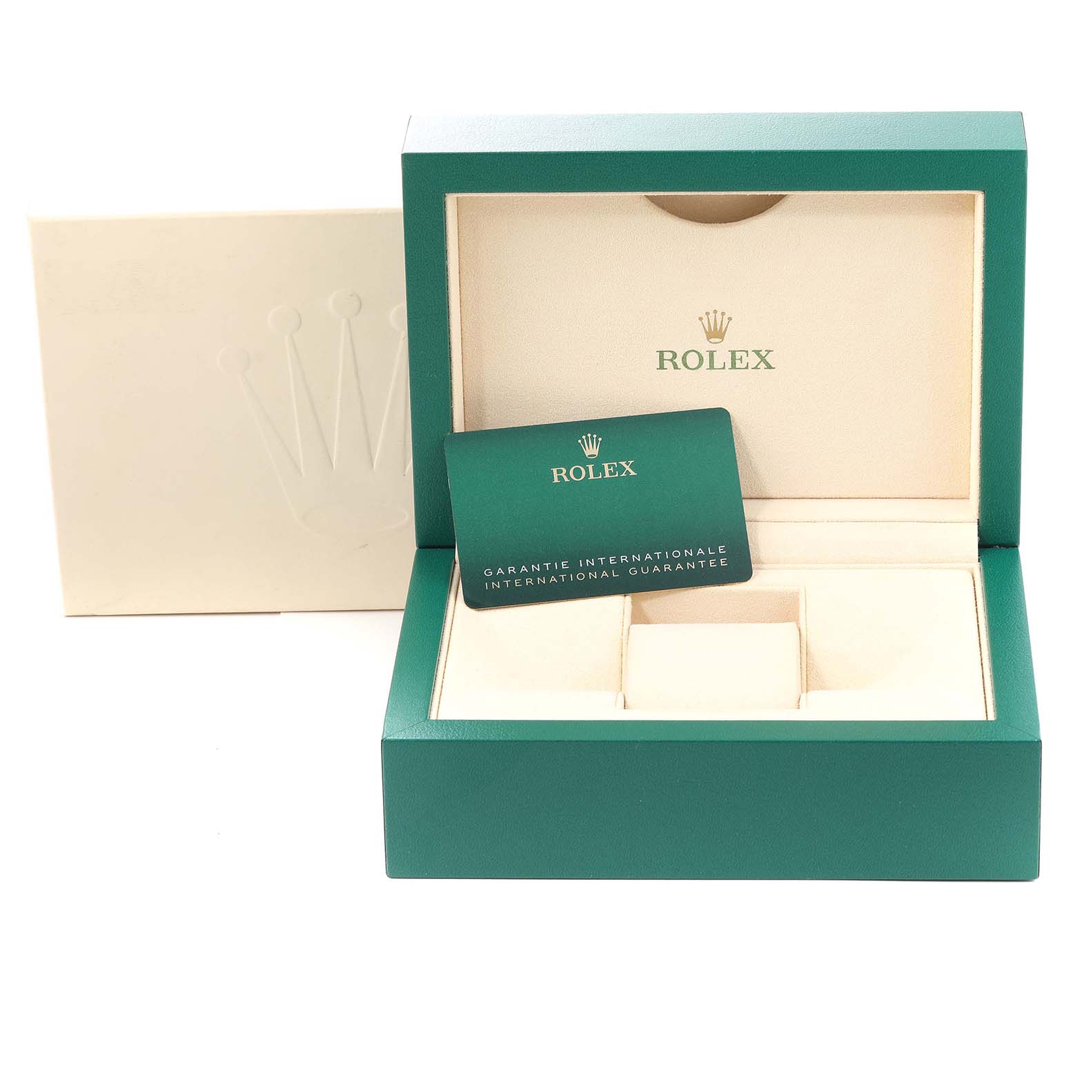 The image shows the packaging and guarantee card for a Rolex GMT-Master 126720VTNR-0001 Men's Stainless Steel Black Dial 126720VTNR-0001 Men's Stainless Steel Black Dial watch, viewed from the front.