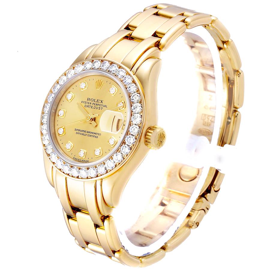 Rolex Pearlmaster Yellow Gold Diamond Dial Ladies Watch 69298 ...