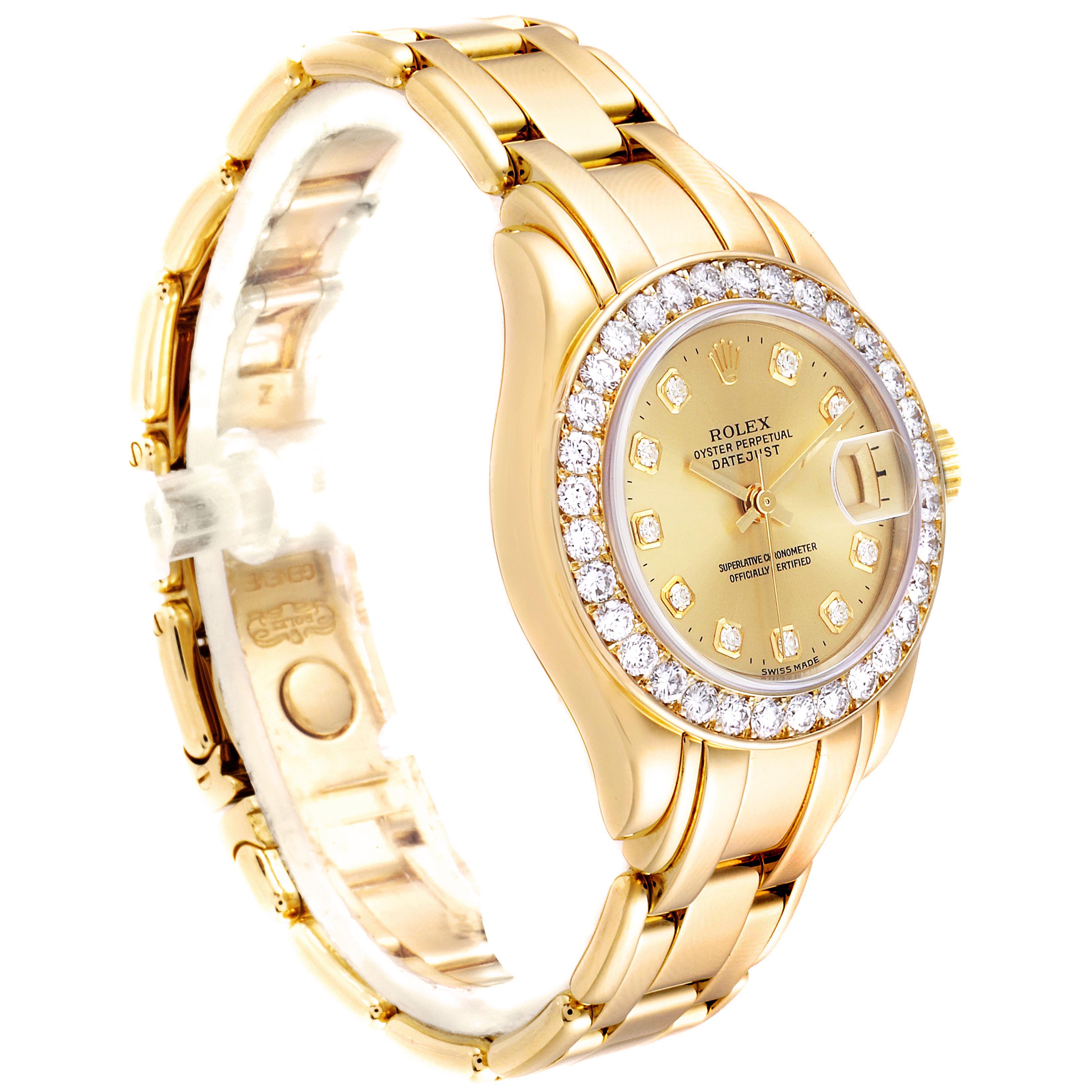 Rolex Pearlmaster Yellow Gold Diamond Dial Ladies Watch 69298 ...