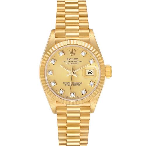Photo of Rolex President Datejust Yellow Gold Diamond Dial Ladies Watch 69178