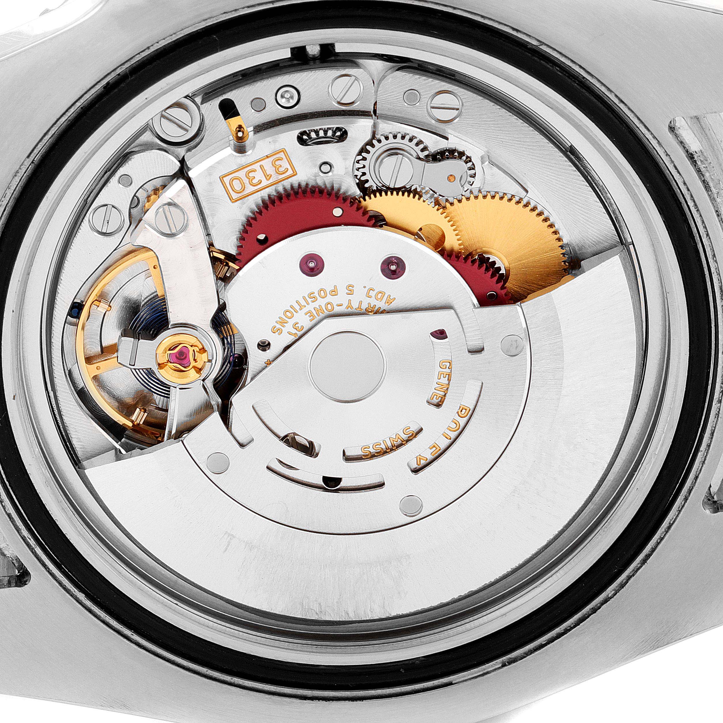 This is a close-up view of the internal movement mechanism of a Rolex Submariner 114060 Men
s Stainless Steel Black Dial 114060 Men
s Stainless Steel Black Dial watch.