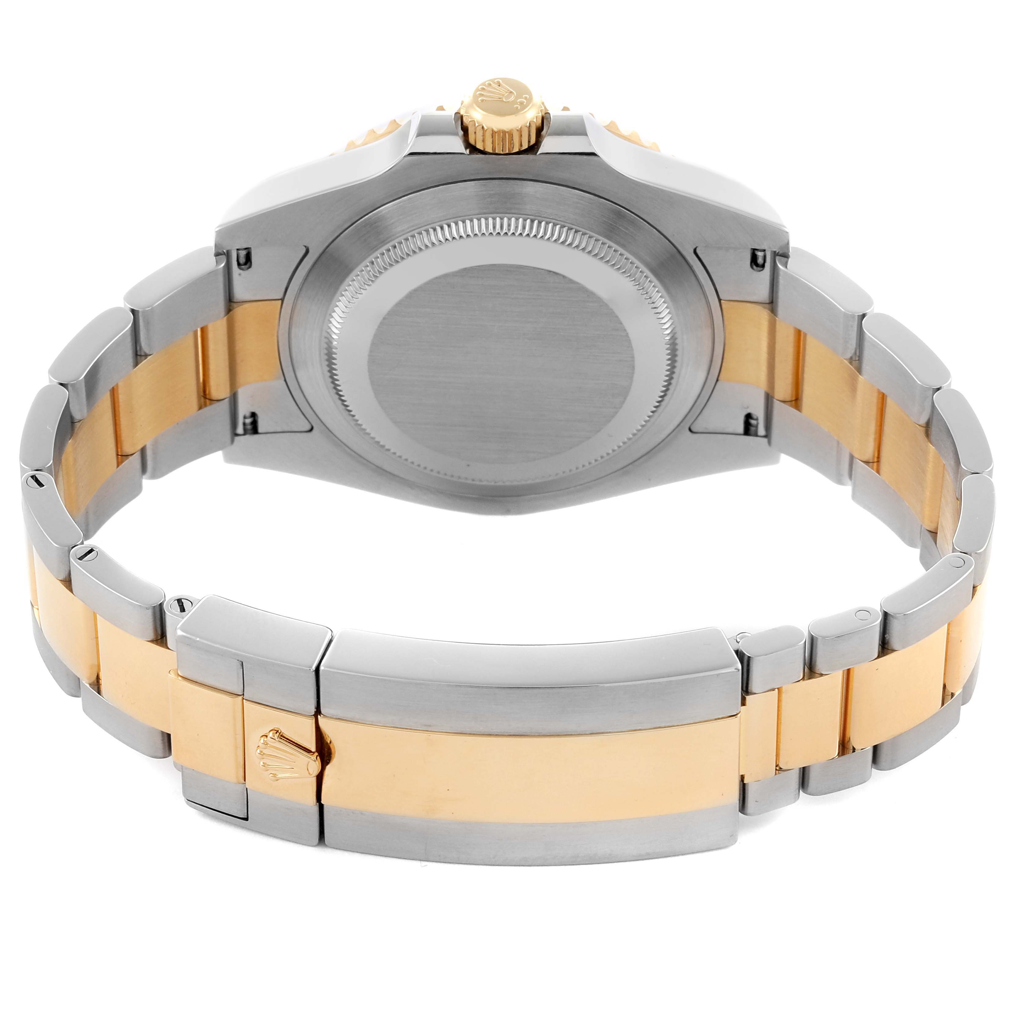 The image shows the back and sides of a Rolex Submariner 126613LB Men's Steel and Gold (two tone) Blue Dial 126613LB Men's Steel and Gold (two tone) Blue Dial, highlighting the case, bracelet, and clasp components.