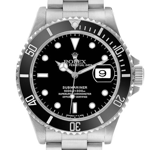 Photo of Rolex Submariner Date Steel Black Bezel Mens Watch 16610
