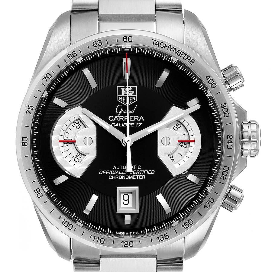 Tag Heuer Grand Carrera Black Dial Automatic Mens Watch CAV511A Box Card SwissWatchExpo