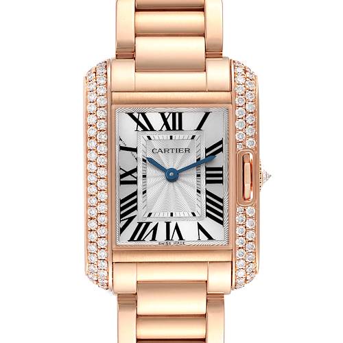 Photo of Cartier Tank Anglaise Rose Gold Silver Dial Diamond Ladies Watch WT100002